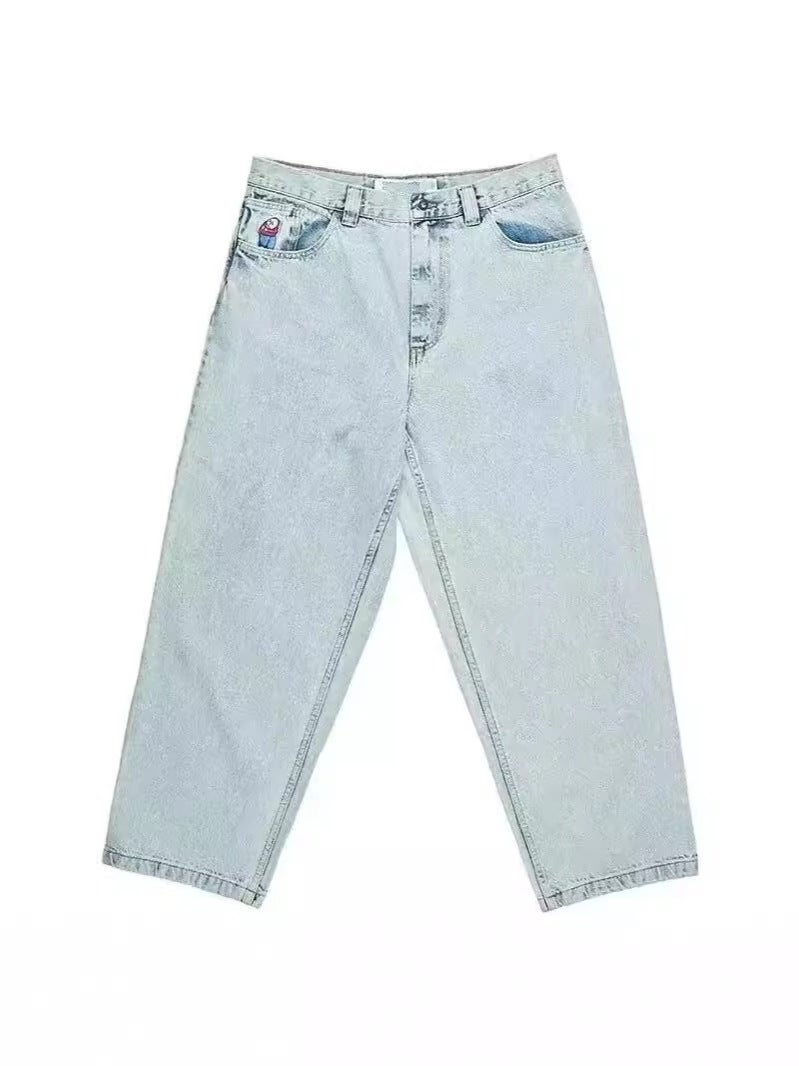 Y2K Street Wear Flame Skull Pattern Jeans High Street Couple 2024 Fashion Basketball Pants Clothing - Image 4